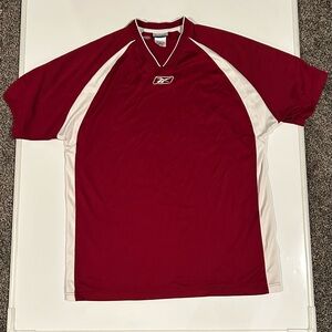 Reebok Men's Maroon and White Short Sleeve Jersey, Large